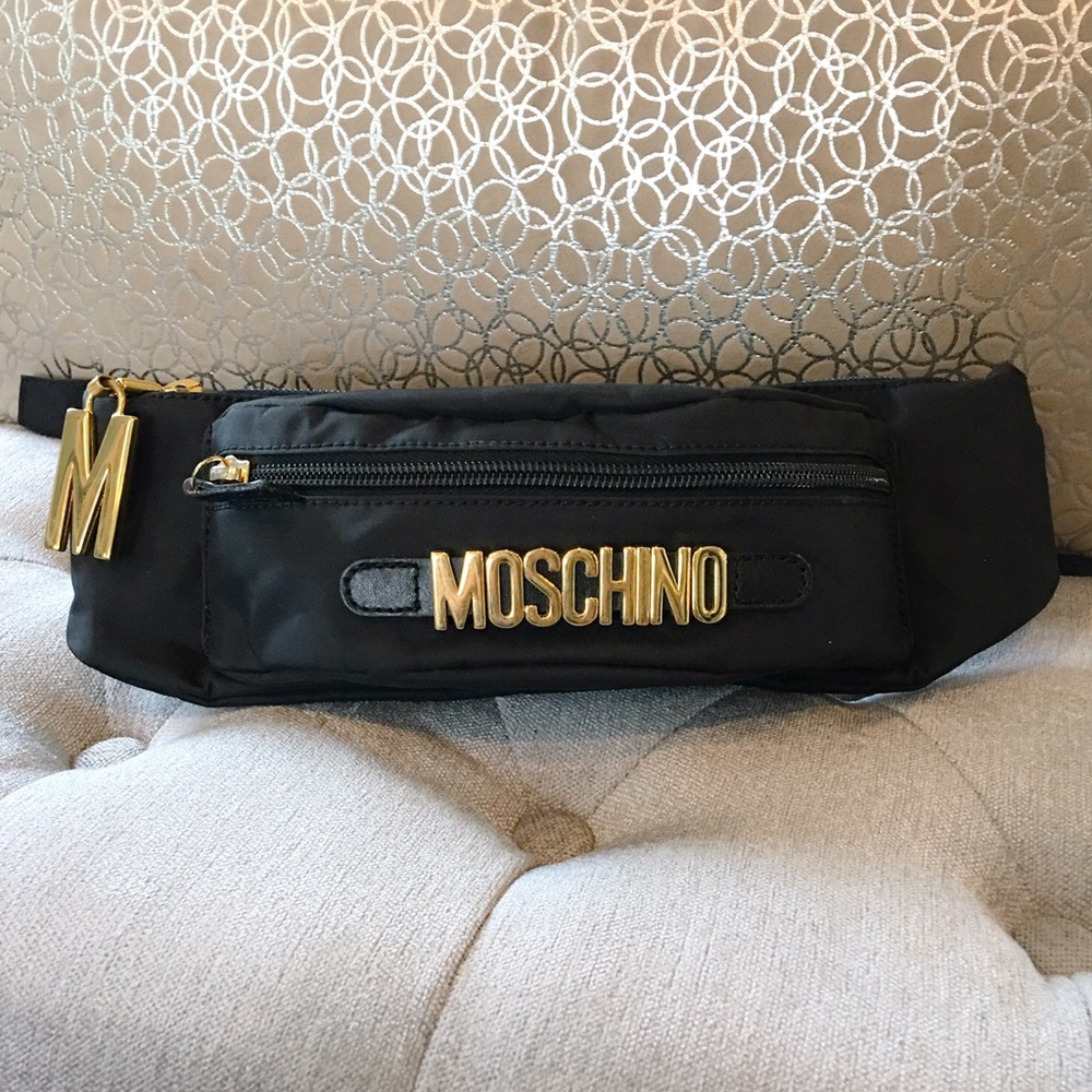 Moschino Black and Gold Belt Bag